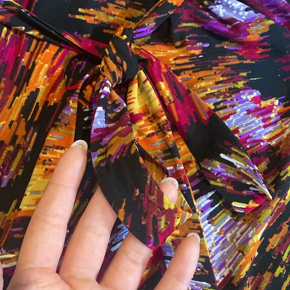 Glamour Purple/Black Abstract Wrap Dress, Size 12 - Picture 6 of 8